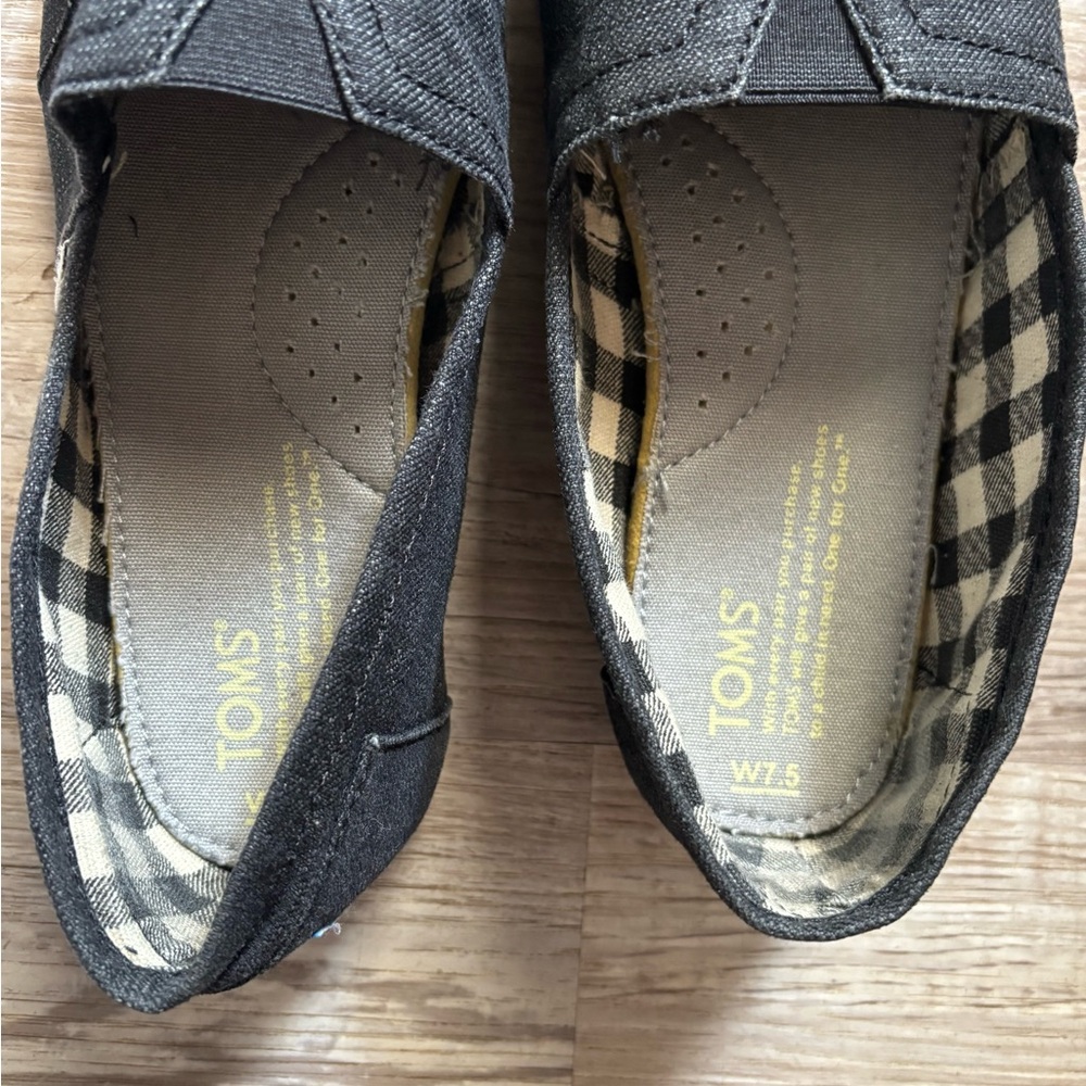 TOMS Dark/Grey Charcoal Canvas Slip-Ons - Picture 7 of 9
